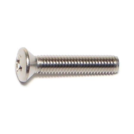 #10-32 x 1 in Phillips Oval Machine Screw, Plain 18-8 Stainless Steel, 20 PK